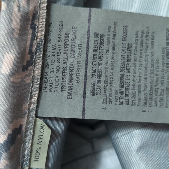 US Military Air Force Trousers, All-Purpose Environmental, Camouflage Barrier L - Picture 3 of 9
